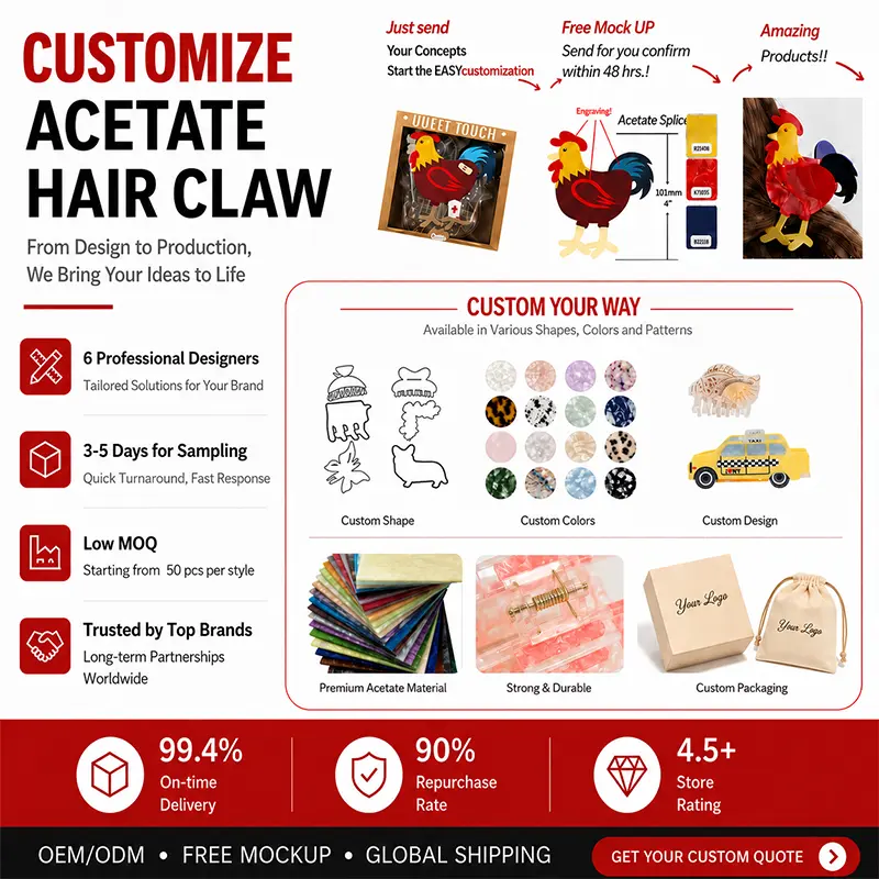 Custom acetate Hair claw